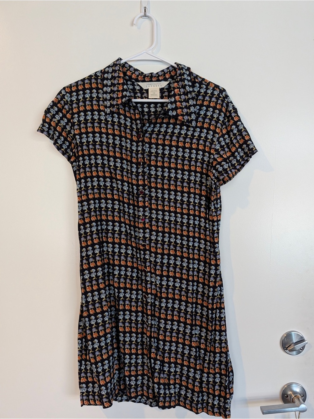 Vintage Express Floral Button-Down Dress